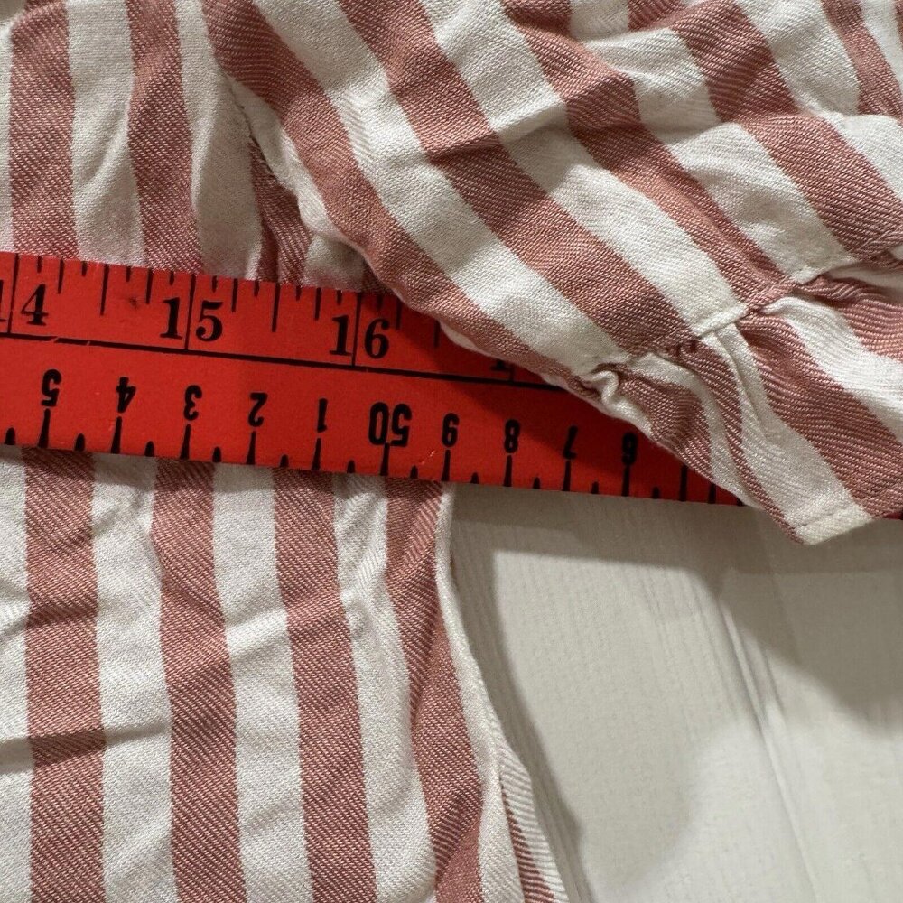 Madewell Studio Ruffle-Hem Top in Cecilia Stripe‎ Size Xs Peplum Buttons Viscose - Picture 7 of 9